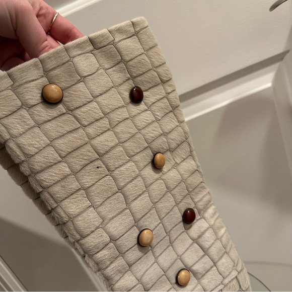 Dénouée Fur Knee High Block Heel Boots with Button Details (Made in Italy) - Picture 3 of 15